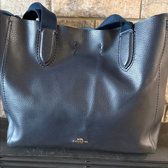 NEW no tag Coach Dark Blue Derby Leather Tote - Picture 1 of 8